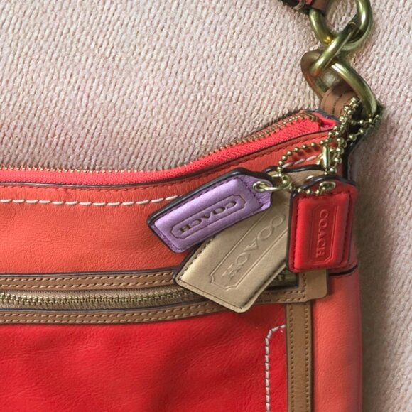 COACH "POPPY" 22432 Leather Color Block Perri Hippie Conv Shoulder/Cross… - Picture 10 of 16